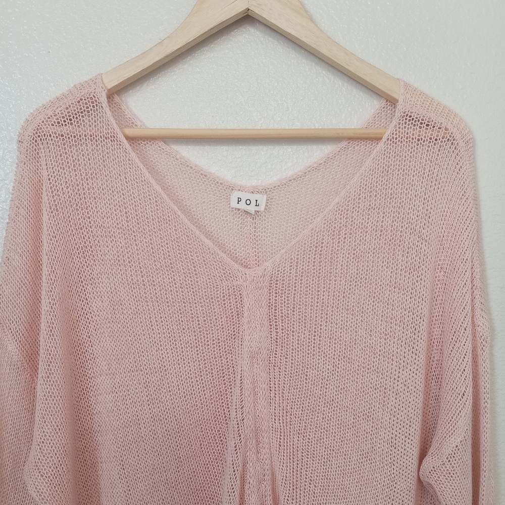 POL Knit Crochet Oversized Women's Pink Top Beach Coastal Cottagecore - Picture 7 of 8